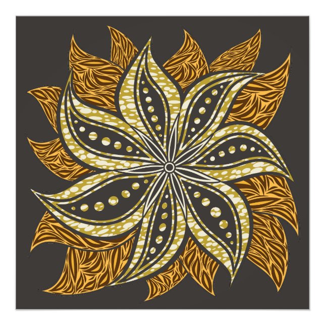 Afrikansk Abstrakt Blommigt Batik Stil Fototryck (Framsidan)