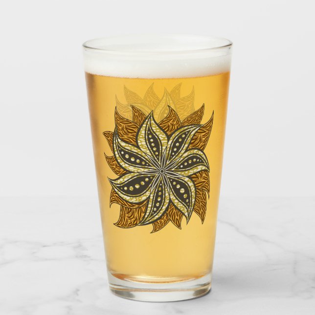 Afrikansk Abstrakt Blommigt Batik Stil Glaskopp (Framsida fylld)