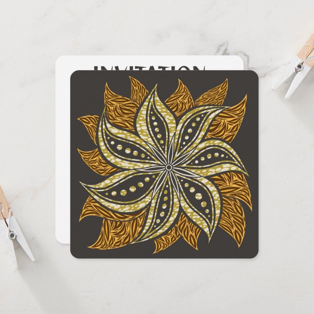 Afrikansk Abstrakt Blommigt Batik Stil Inbjudningar (Fram/Back In Situ)