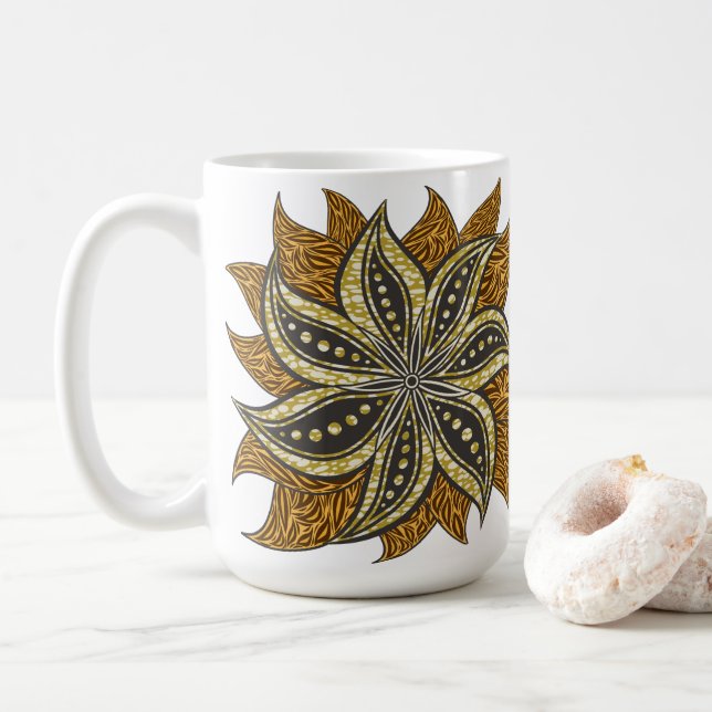 Afrikansk Abstrakt Blommigt Batik Stil Kaffemugg (Med munk)