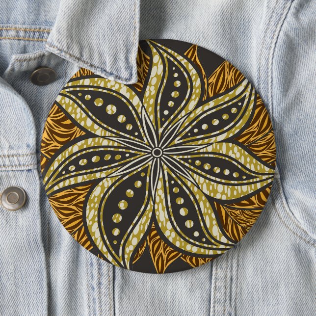 Afrikansk Abstrakt Blommigt Batik Stil Knapp (In Situ)
