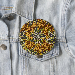 Afrikansk Abstrakt Blommigt Batik Stil Knapp