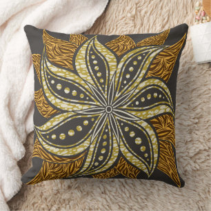 Afrikansk Abstrakt Blommigt Batik Stil Kudde
