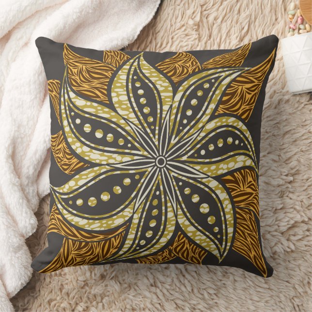 Afrikansk Abstrakt Blommigt Batik Stil Kudde (Filt)