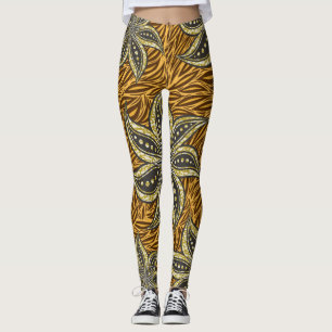 Afrikansk Abstrakt Blommigt Batik Stil Leggings