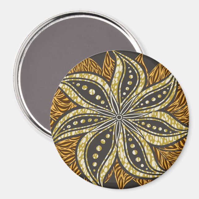 Afrikansk Abstrakt Blommigt Batik Stil Magnet (Front/Back)