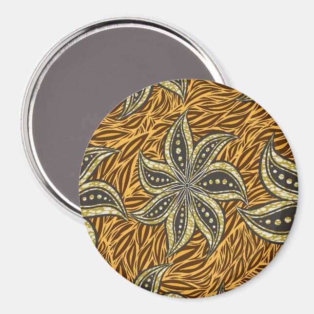 Afrikansk Abstrakt Blommigt Batik Stil Magnet (Front/Back)