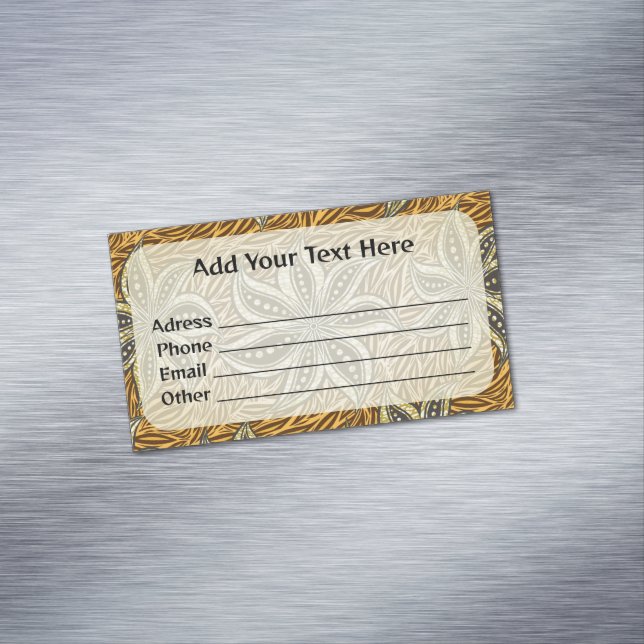 Afrikansk Abstrakt Blommigt Batik Stil Magnetiska Visitkort (In Situ)