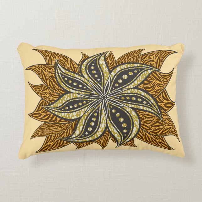 Afrikansk Abstrakt Blommigt Batik Stil Prydnadskudde (Framsidan)