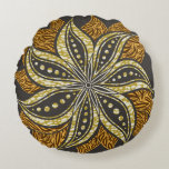 Afrikansk Abstrakt Blommigt Batik Stil Rund Kudde<br><div class="desc">Abstrakt Blommigt Batik/Vax Traditional African Textile Mönster Motive,  med Blommigt Motive och varmt Färg. Original Vector Graphics Copyright BluedarkArt TheChameleonArt.</div>