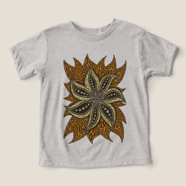 Afrikansk Abstrakt Blommigt Batik Stil T Shirt (Design Framsida)