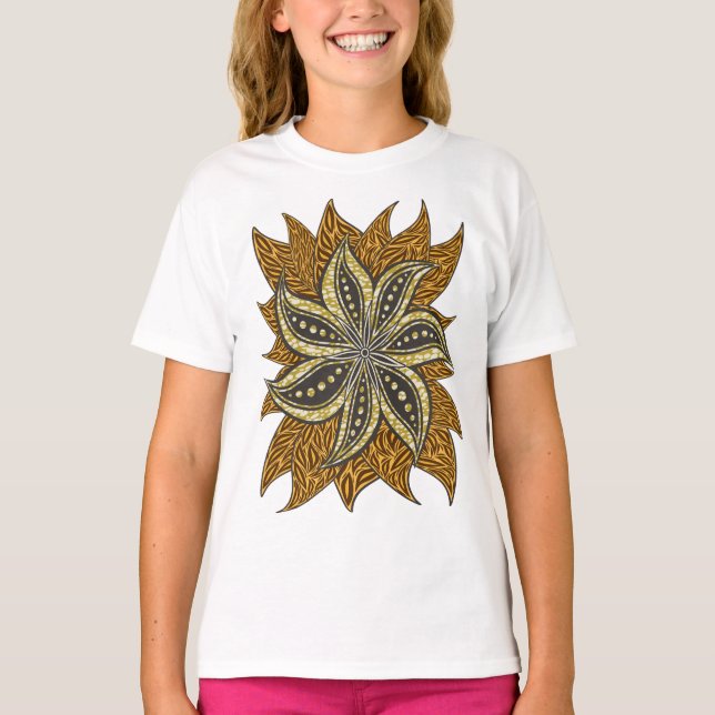 Afrikansk Abstrakt Blommigt Batik Stil T Shirt (Framsida)