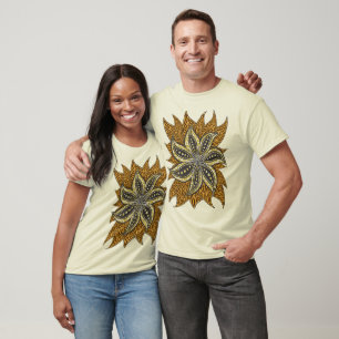 Afrikansk Abstrakt Blommigt Batik Stil T Shirt