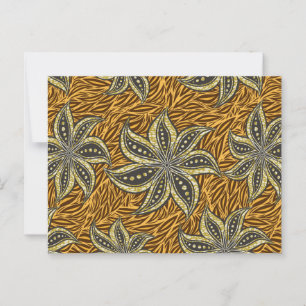 Afrikansk Abstrakt Blommigt Batik Stil Vykort