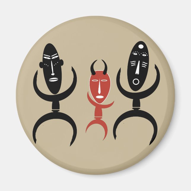 afrikansk abstrakt dans figurer magnet (Framsidan)