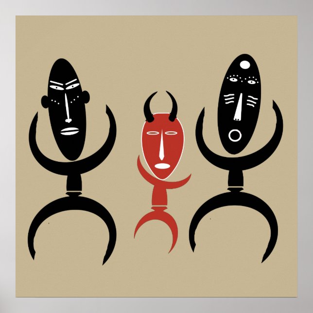 afrikansk abstrakt dansande figur poster (Framsidan)