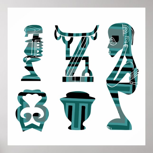 Afrikansk abstrakt modern porträtt afro art poster (Framsidan)