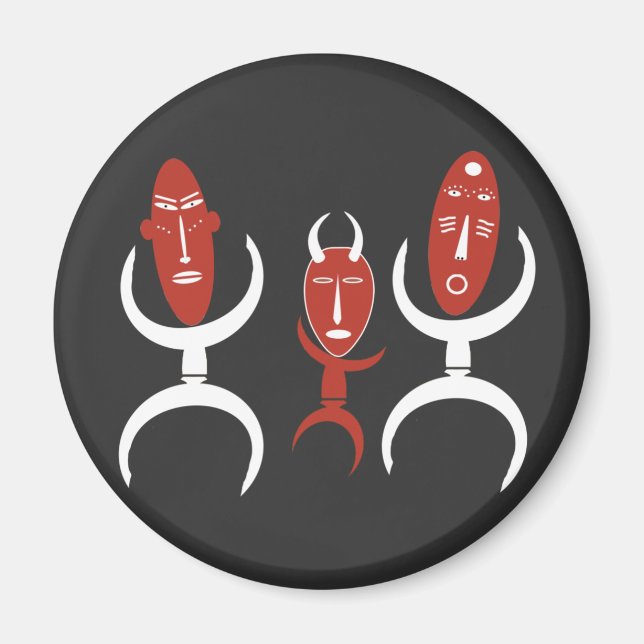 afrikansk abstrakt porträtt magnet (Framsidan)