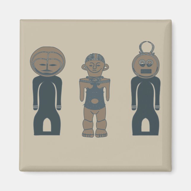 afrikansk abstrakt porträttdesign afrikansk konst magnet (Framsidan)
