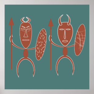 Afrikansk abstrakt tribe-krigare poster