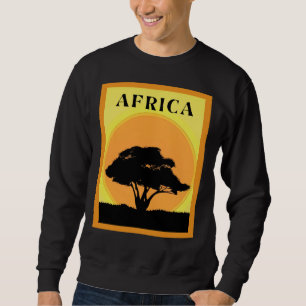 Afrikansk Acacia Träd mot en solnedgång i Orangen Lång Ärmad Tröja