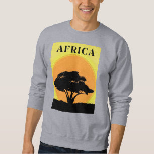 Afrikansk Acacia Träd mot en solnedgång i Orangen Lång Ärmad Tröja