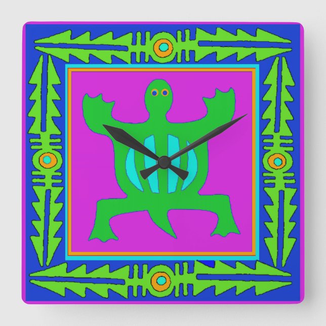 Afrikansk Adinkra Denkyem Wall Clock - Anpassnings Fyrkantig Klocka (Framsida)