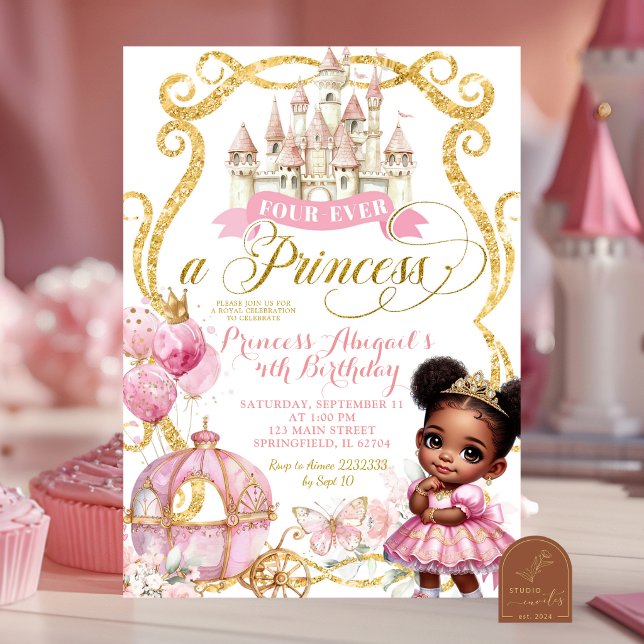 Afrikansk Afro Prinsessa För evigt en prinsessa Inbjudningar (Skapare uppladdad)