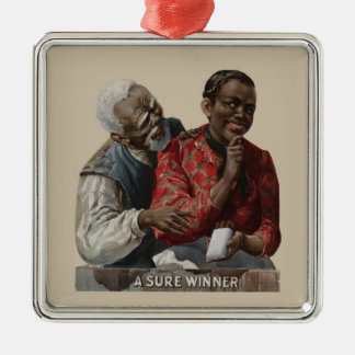 Afrikansk amerikan 1895 för vintagecigarrannons julgransprydnad metall