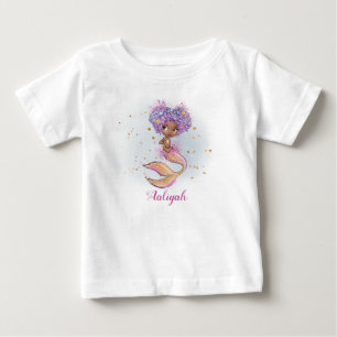 Afrikansk amerikan Flicka Sjöjungfru 1:a födelseda T Shirt