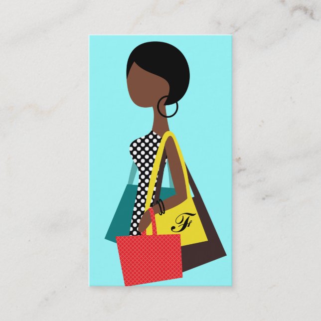 Afrikansk amerikan för 311 Fashionistashopping bag Visitkort (Framsida)