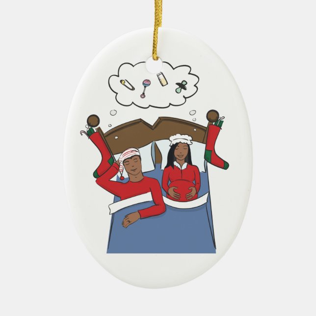 Afrikansk amerikan för gravidjulPrydnad Julgransprydnad Keramik (Framsidan)