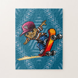 Afrikansk amerikan på en skateboard pussel