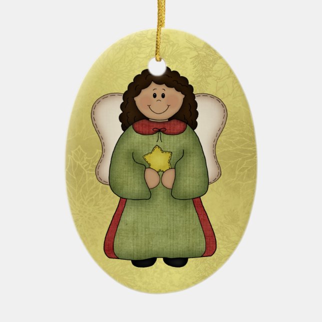 Afrikansk amerikanängel julgransprydnad keramik (Framsidan)