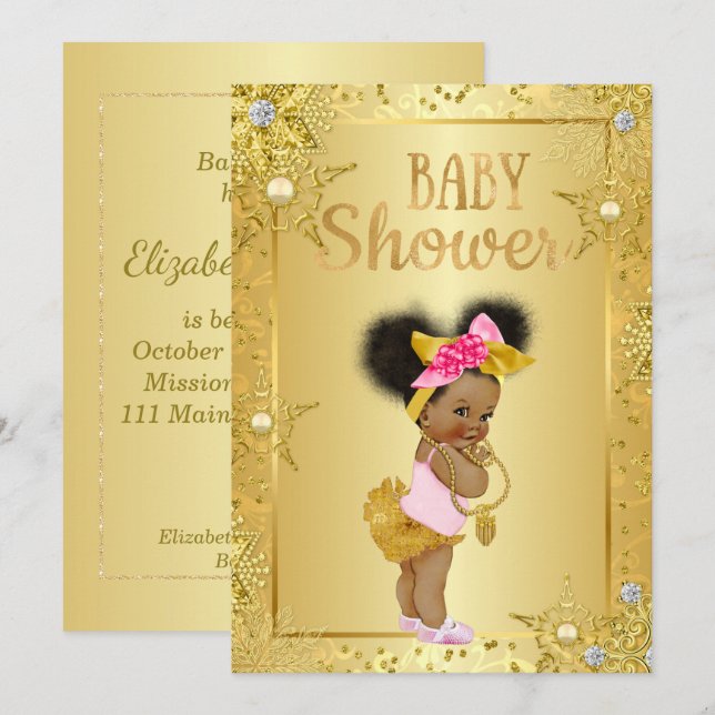 Afrikansk amerikanbaby showerinbjudan inbjudningar (Fram/baksida)