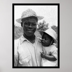 Afrikansk amerikanfar och baby 1935 poster