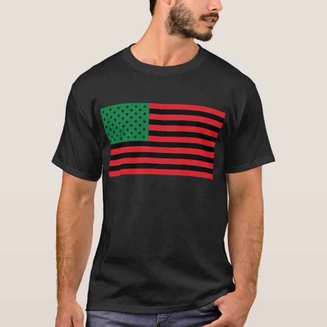 Afrikansk amerikanflagga - röd svart och grönt tee (Framsida)