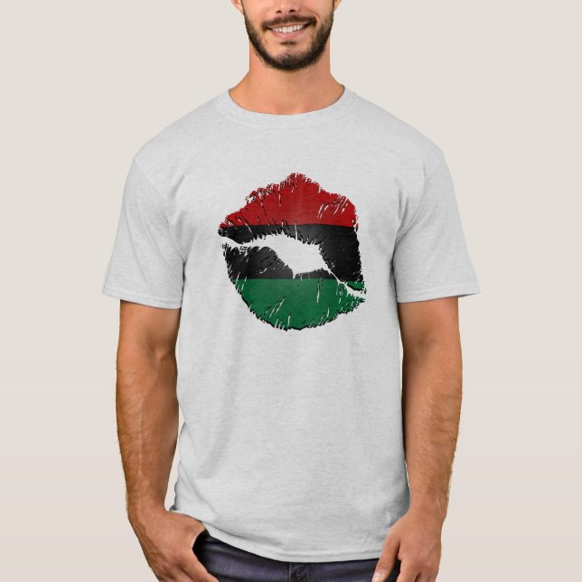 Afrikansk amerikanflaggaläppar tee shirt (Framsida)