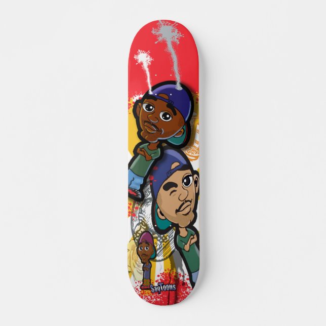 Afrikansk amerikanhip hoptecknad mini skateboard bräda 18,7 cm (Framsida)