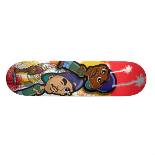 Afrikansk amerikanhip hoptecknad mini skateboard bräda 18,7 cm