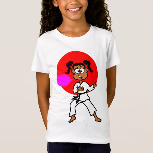 Afrikansk amerikanKarateflickan avbildar på T Shirt (Framsida)