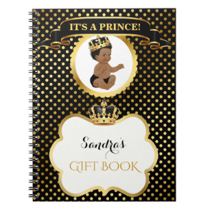 Afrikansk amerikanPrince Royal Svärta Guld Gåva Anteckningsbok Med Spiral