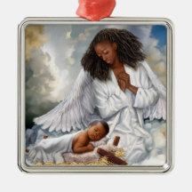 Afrikansk amerikansk ängel och Baby Jesus