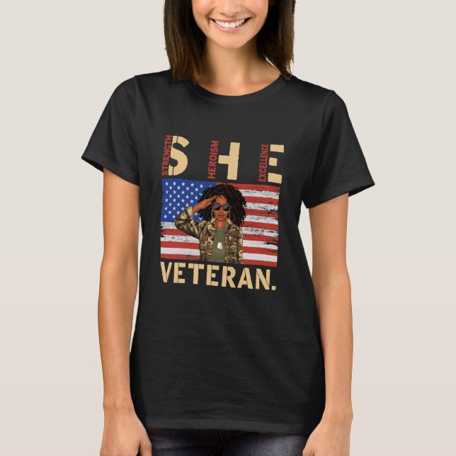 Afrikansk amerikansk armé Veteran Woman T Shirt (Framsida)