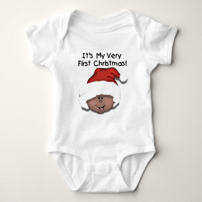 Afrikansk amerikansk Baby 1:a jul T Shirt (Framsida)
