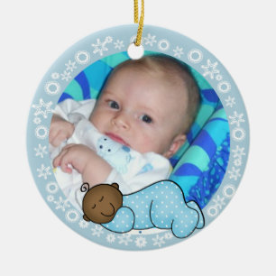 Afrikansk amerikansk Baby 1:a julprydnad Julgransprydnad Keramik