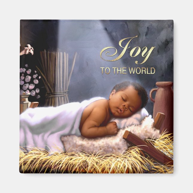Afrikansk amerikansk Baby Jesus Julmagneter Magnet (Framsidan)