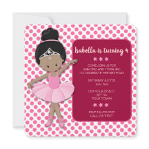 Afrikansk amerikansk Ballerina Birthday-inbjudan