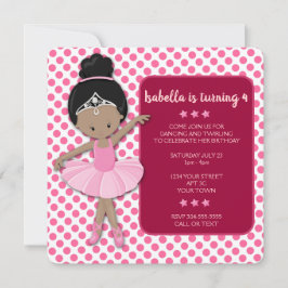 Afrikansk amerikansk Ballerina Birthday-inbjudan Inbjudningar
