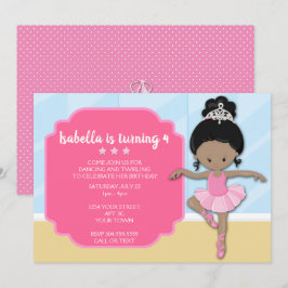 Afrikansk amerikansk Ballerina Birthday-inbjudan Inbjudningar